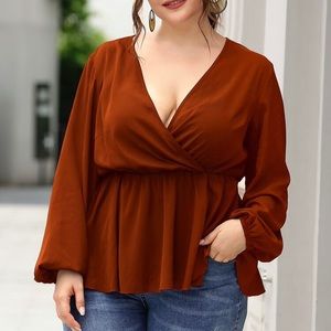 NWOT | Shein Faux Wrap Peplum Top